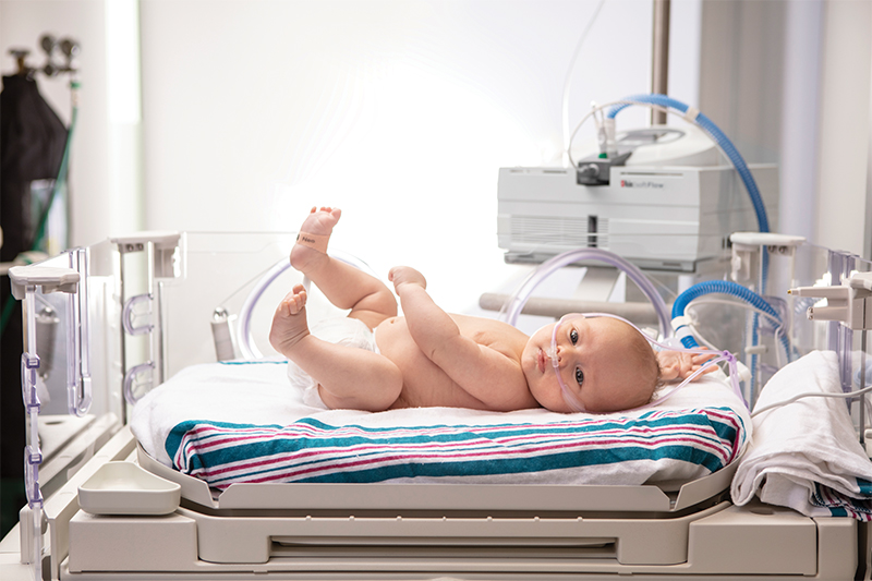 infant connected to Masimo softFlow
