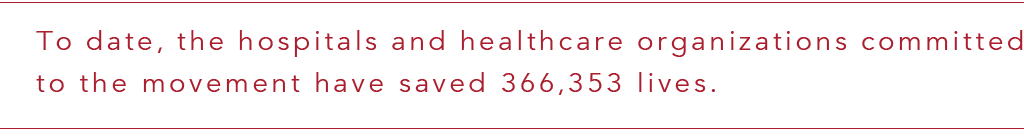 To date, the hospitals and healthcare organizations committed to the movement have saved 366,353 lives 