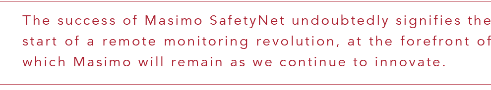 The success of Masimo SafetyNet undoubtedly signifies the start of a remote monitoring revolution, at the forefront o   