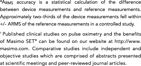*ARMS accuracy is a statistical calculation of the difference between device measurements and reference measurements    