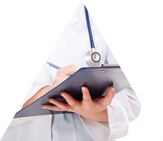 Portrait of young doctor or medic with clipboard and stethoscope isolated on white background