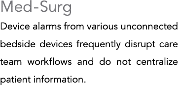 Med-Surg Device alarms from various unconnected bedside devices frequently disrupt care team workflows and do not cen   