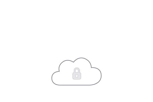 Line drawing of cloud with lock in the middle