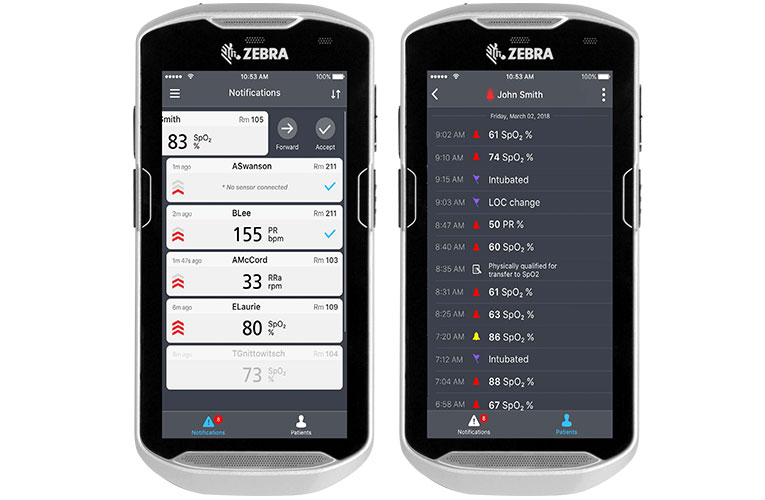 Masimo - Replica - Clinicians can quickly accept or forward a notification and Arrows quickly identify levels